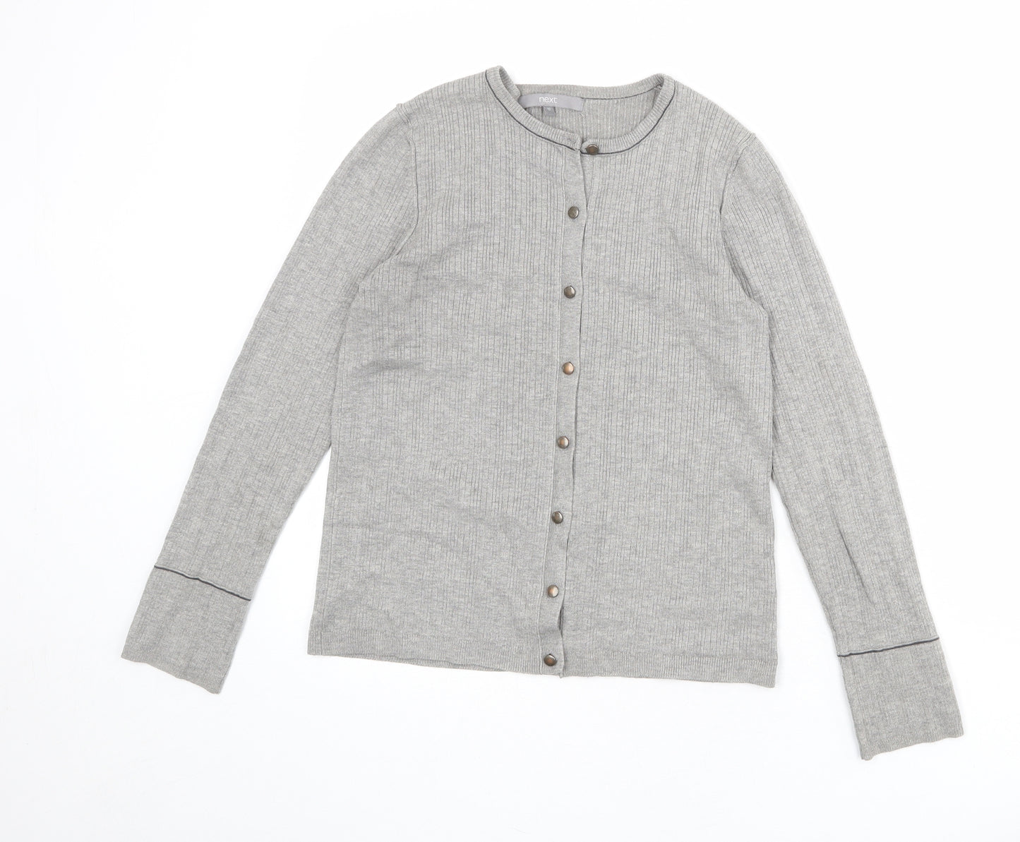 NEXT Womens Grey Round Neck Viscose Cardigan Jumper Size 12