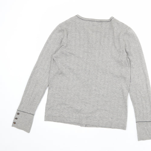 NEXT Womens Grey Round Neck Viscose Cardigan Jumper Size 12
