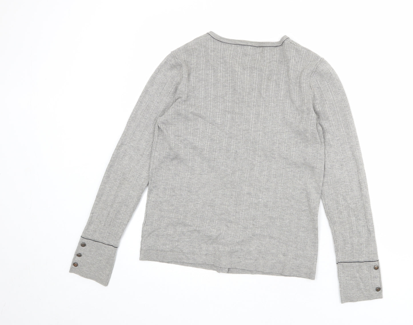 NEXT Womens Grey Round Neck Viscose Cardigan Jumper Size 12