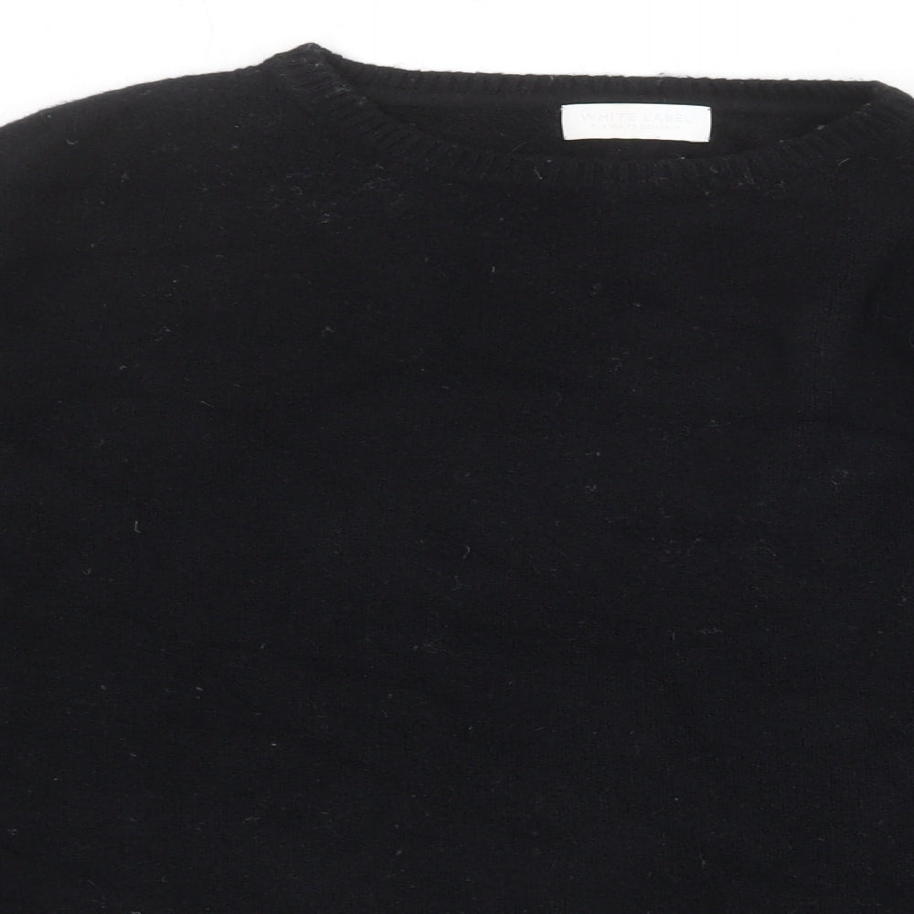 The White Company Womens Black Round Neck Cotton Pullover Jumper Size M