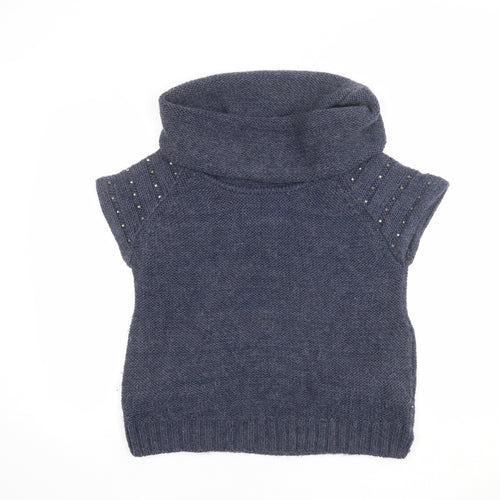 Mint Velvet Womens Blue Roll Neck Acrylic Pullover Jumper Size 10