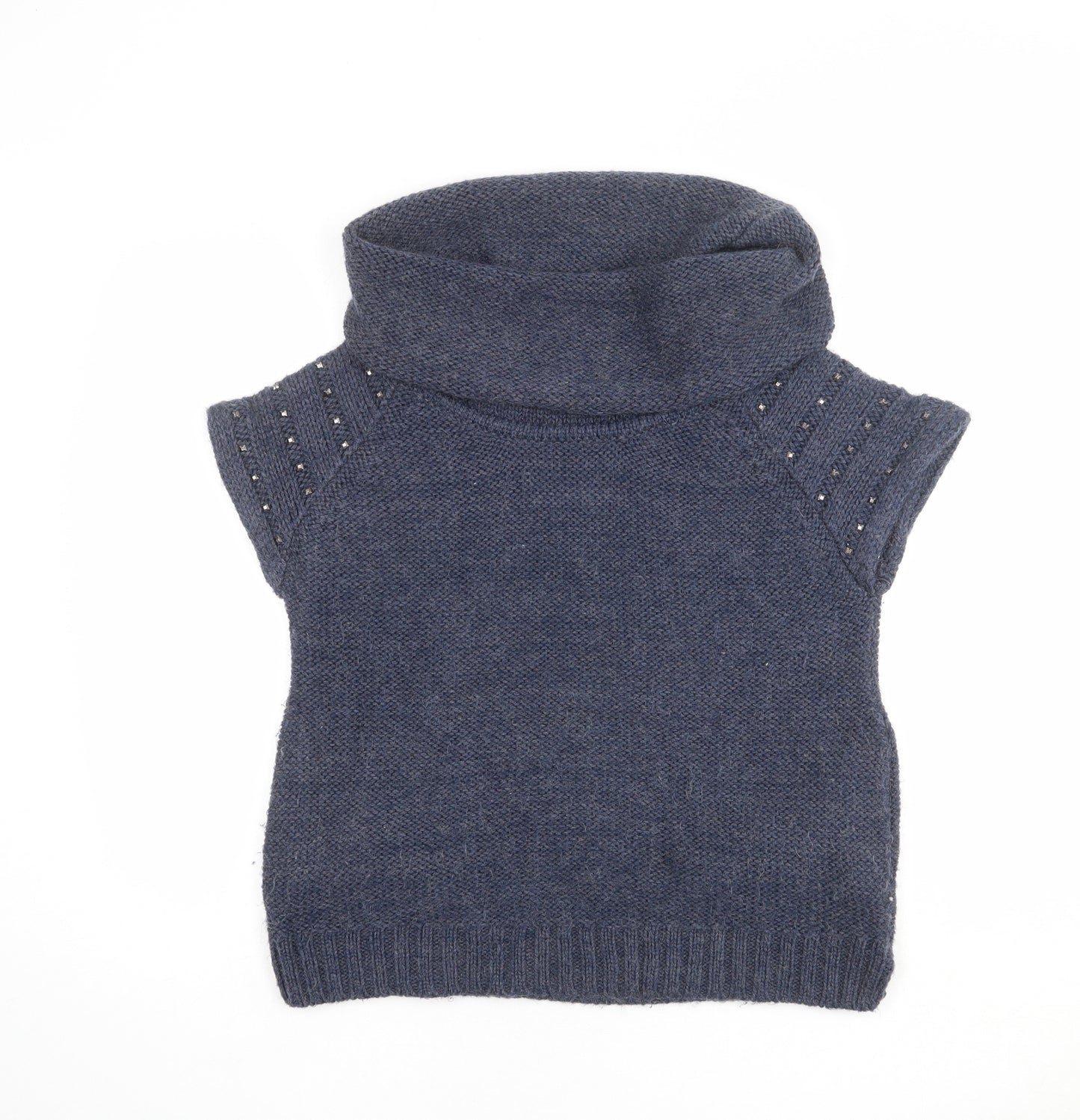 Mint Velvet Womens Blue Roll Neck Acrylic Pullover Jumper Size 10