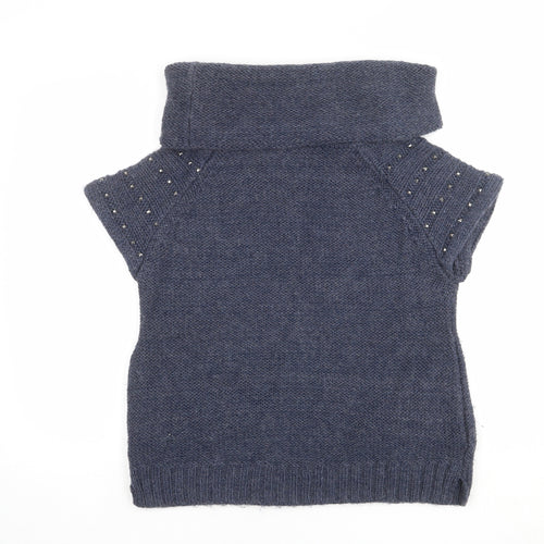 Mint Velvet Womens Blue Roll Neck Acrylic Pullover Jumper Size 10