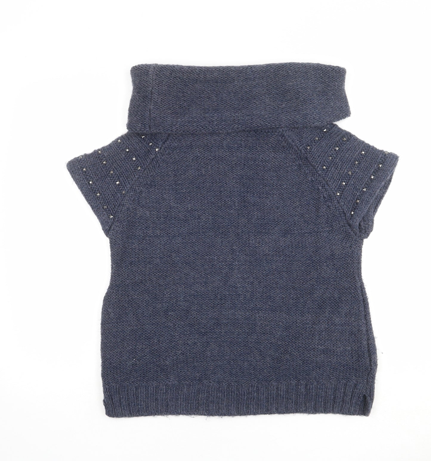 Mint Velvet Womens Blue Roll Neck Acrylic Pullover Jumper Size 10