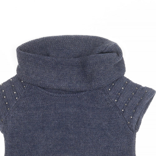 Mint Velvet Womens Blue Roll Neck Acrylic Pullover Jumper Size 10