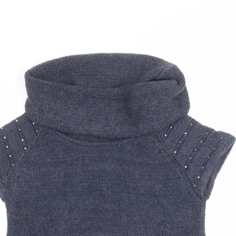 Mint Velvet Womens Blue Roll Neck Acrylic Pullover Jumper Size 10