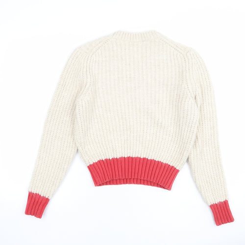 Zara Womens Beige Round Neck Acrylic Pullover Jumper Size S