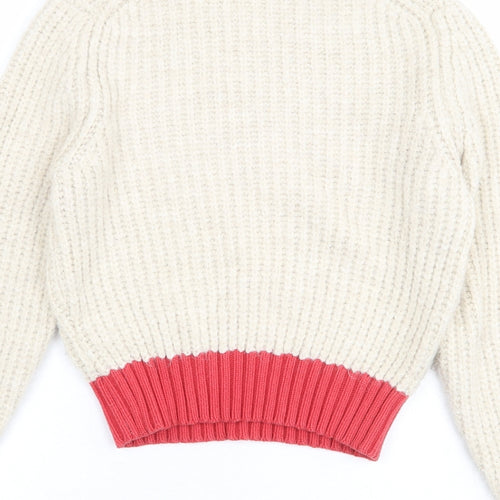 Zara Womens Beige Round Neck Acrylic Pullover Jumper Size S