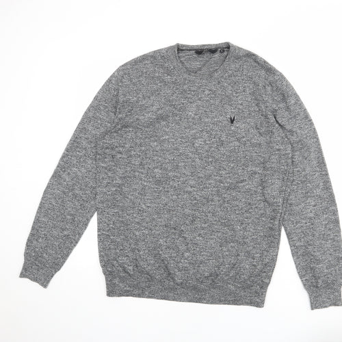 Very Mens Grey Round Neck Cotton Pullover Jumper Size L Long Sleeve
