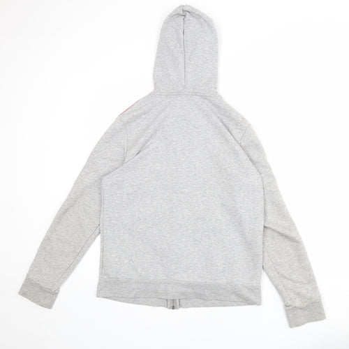 adidas Womens Grey Cotton Full Zip Hoodie Size L Zip
