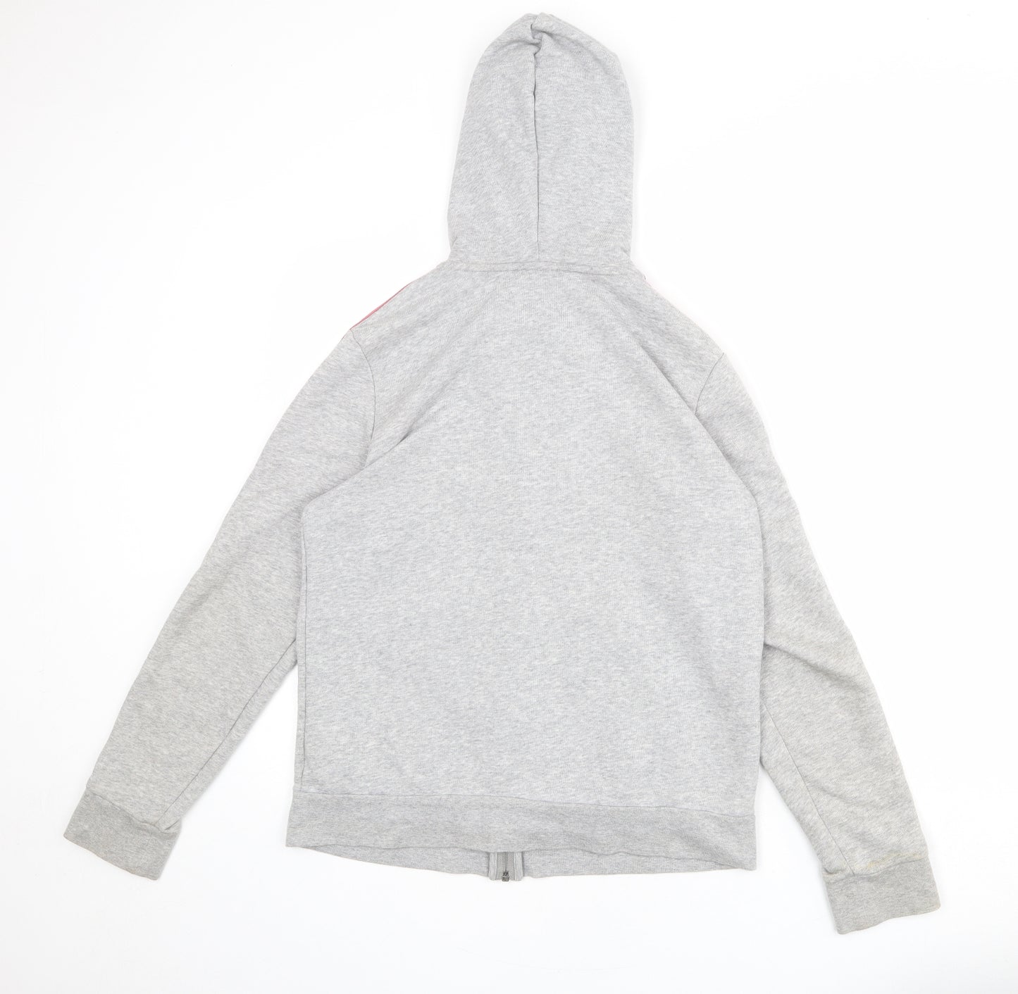 adidas Womens Grey Cotton Full Zip Hoodie Size L Zip