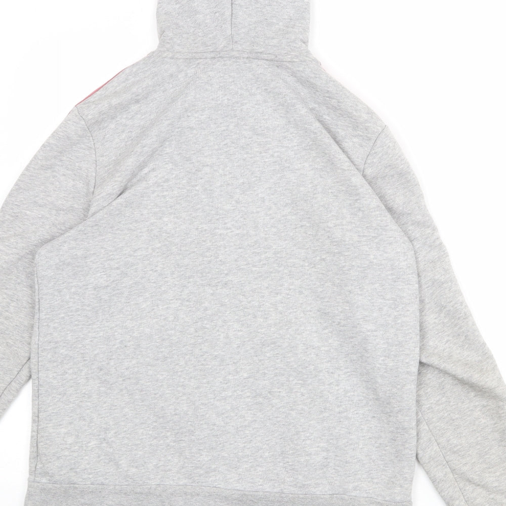 adidas Womens Grey Cotton Full Zip Hoodie Size L Zip