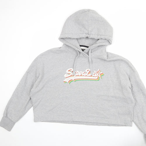 Superdry Womens Grey Cotton Pullover Hoodie Size 18 Pullover
