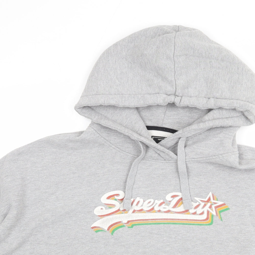 Superdry Womens Grey Cotton Pullover Hoodie Size 18 Pullover