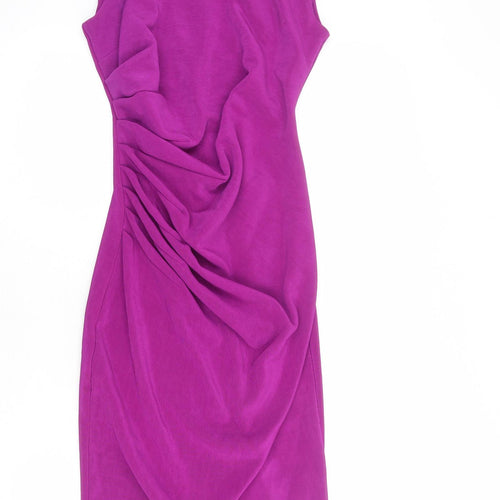 Diva Womens Purple Viscose Bodycon Size M Round Neck Zip