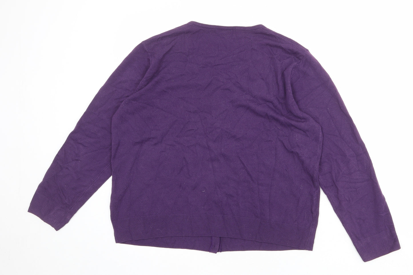 Marks and Spencer Womens Purple Round Neck Acrylic Cardigan Jumper Size 18
