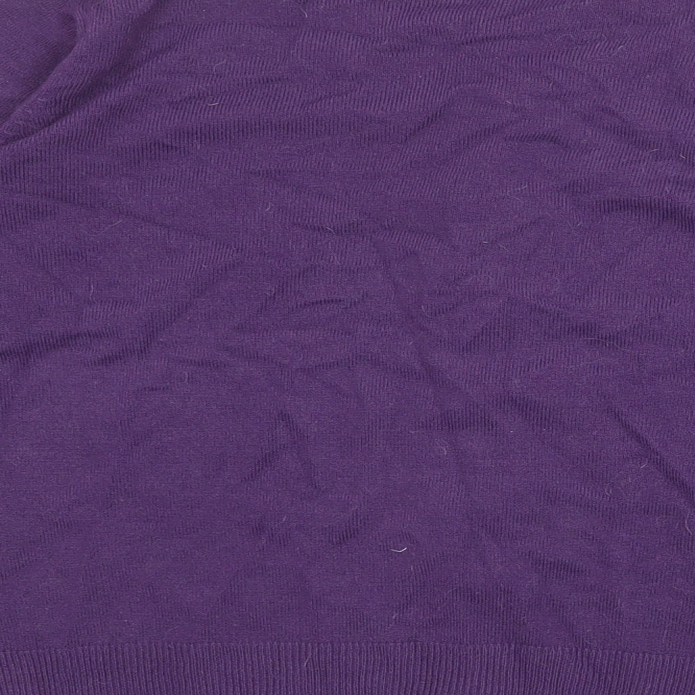 Marks and Spencer Womens Purple Round Neck Acrylic Cardigan Jumper Size 18