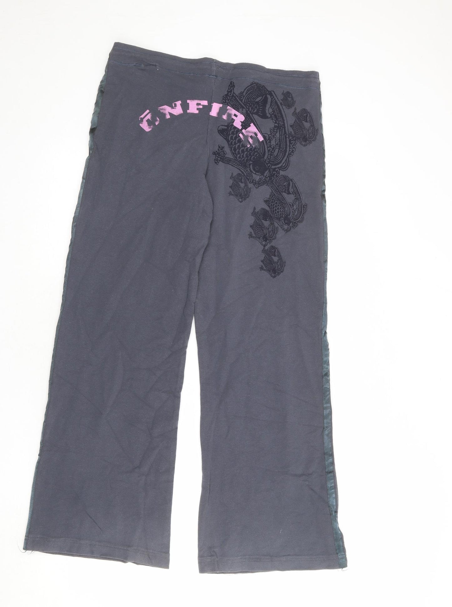 Onfire Womens Grey Cotton Jogger Trousers Size S L30 in Regular Drawstring