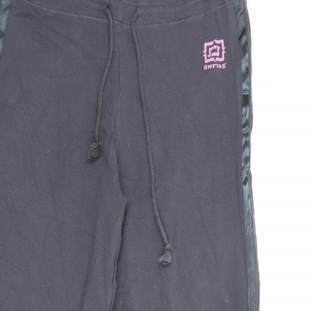 Onfire Womens Grey Cotton Jogger Trousers Size S L30 in Regular Drawstring
