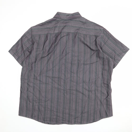 Autograph Mens Grey Striped Polyester Button-Up Size XL Collared Button