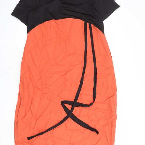 FLORYDAY Womens Orange Polyester T-Shirt Dress Size M Round Neck Pullover