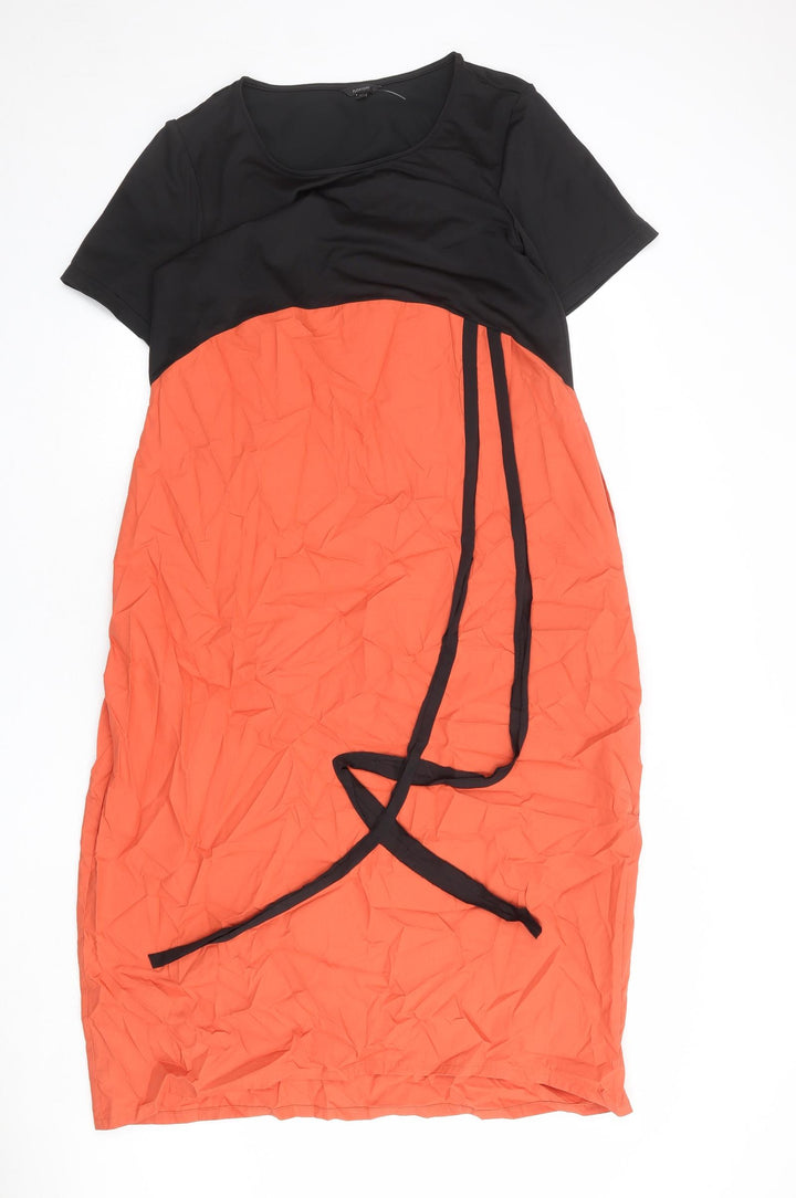 FLORYDAY Womens Orange Polyester T-Shirt Dress Size M Round Neck Pullover