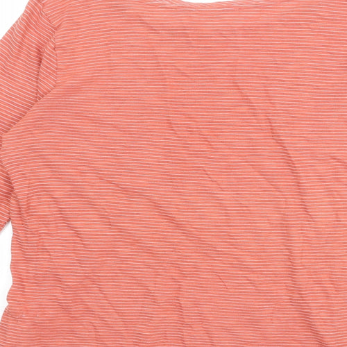Indigo Womens Pink Striped Cotton Basic T-Shirt Size 12 Boat Neck