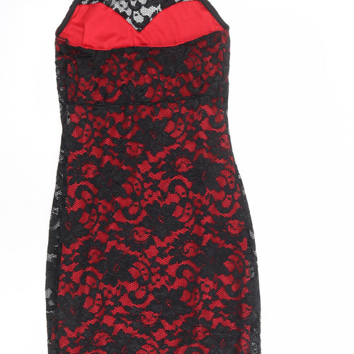 Boohoo Womens Red Nylon Shift Size 12 Halter Button