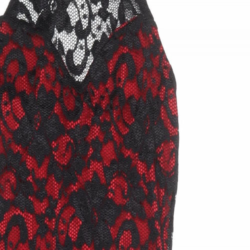 Boohoo Womens Red Nylon Shift Size 12 Halter Button
