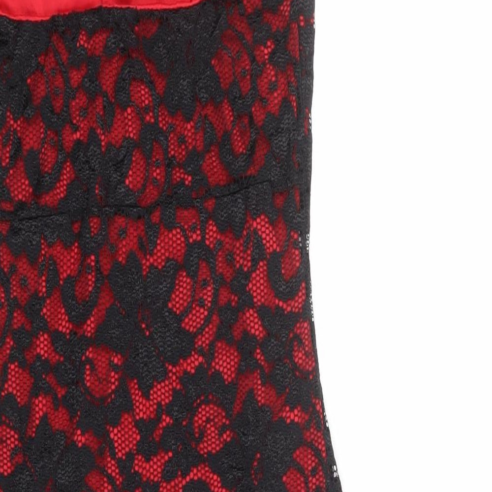 Boohoo Womens Red Nylon Shift Size 12 Halter Button