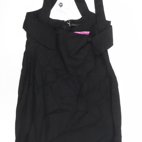 Full Circle Womens Black Cotton Shift Size 14 Square Neck Zip