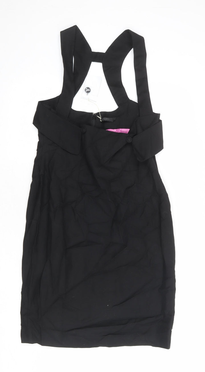 Full Circle Womens Black Cotton Shift Size 14 Square Neck Zip