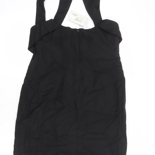 Full Circle Womens Black Cotton Shift Size 14 Square Neck Zip
