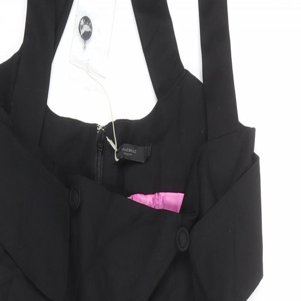 Full Circle Womens Black Cotton Shift Size 14 Square Neck Zip