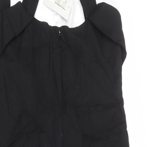 Full Circle Womens Black Cotton Shift Size 14 Square Neck Zip