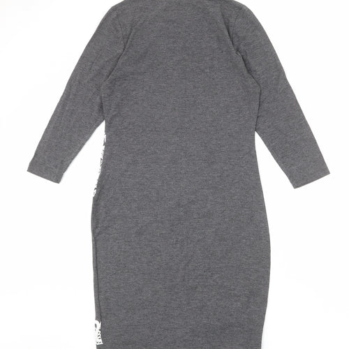 ASOS Womens Grey Geometric Polyester Shift Size 12 Round Neck Pullover