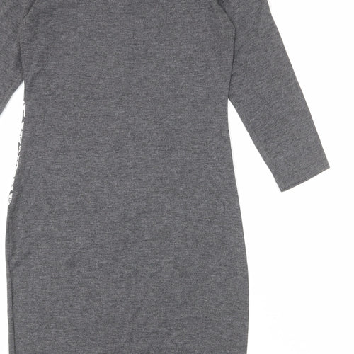 ASOS Womens Grey Geometric Polyester Shift Size 12 Round Neck Pullover