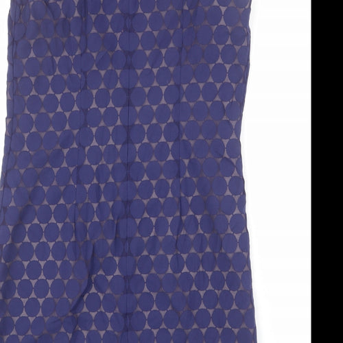 Oasis Womens Blue Geometric Polyester Shift Size 14 Round Neck Zip