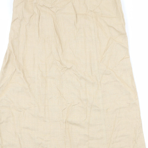 Penny Plain Womens Beige Cotton A-Line Skirt Size 14 Button