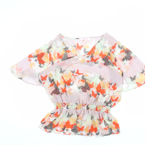 Butterfly Womens Multicoloured Geometric Polyester Basic Blouse Size 10 V-Neck - Peplum Butterfly Print