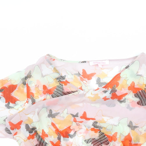 Butterfly Womens Multicoloured Geometric Polyester Basic Blouse Size 10 V-Neck - Peplum Butterfly Print