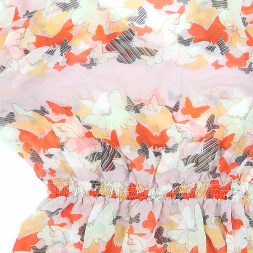 Butterfly Womens Multicoloured Geometric Polyester Basic Blouse Size 10 V-Neck - Peplum Butterfly Print