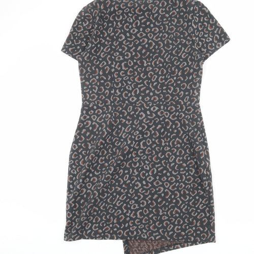 NEXT Womens Grey Geometric Polyester Shift Size 14 Round Neck Pullover