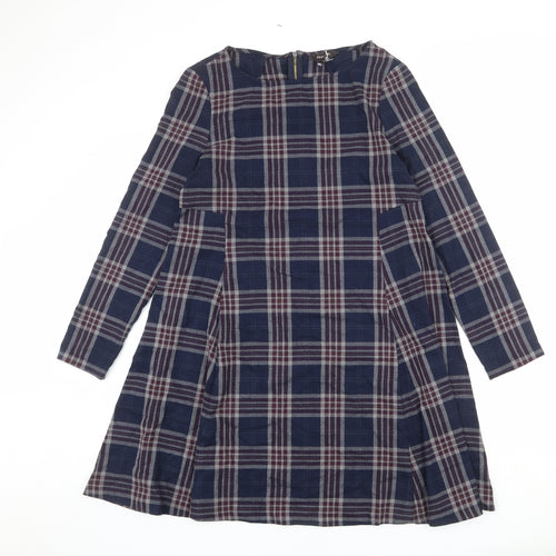Phase Eight Womens Multicoloured Plaid Polyester A-Line Size 12 Round Neck Zip