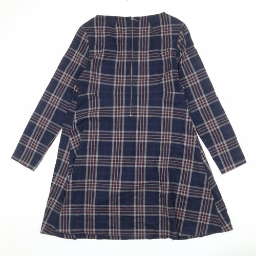 Phase Eight Womens Multicoloured Plaid Polyester A-Line Size 12 Round Neck Zip