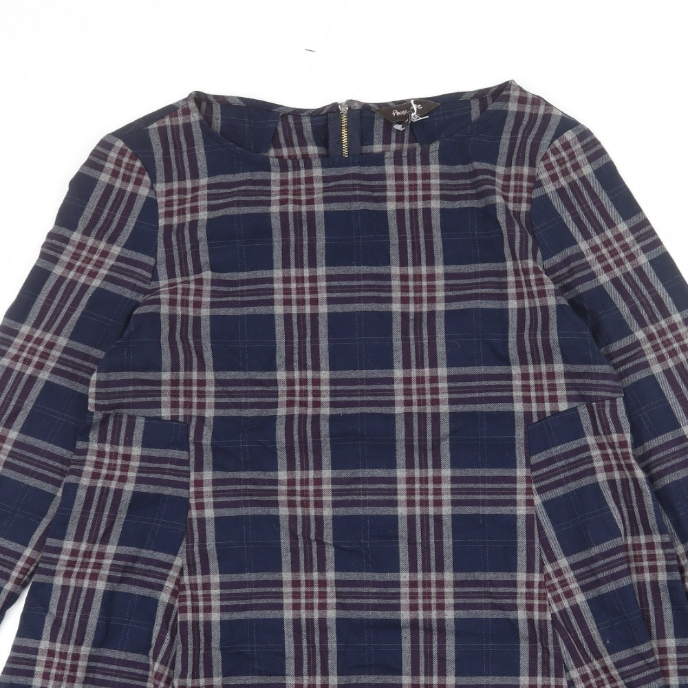 Phase Eight Womens Multicoloured Plaid Polyester A-Line Size 12 Round Neck Zip