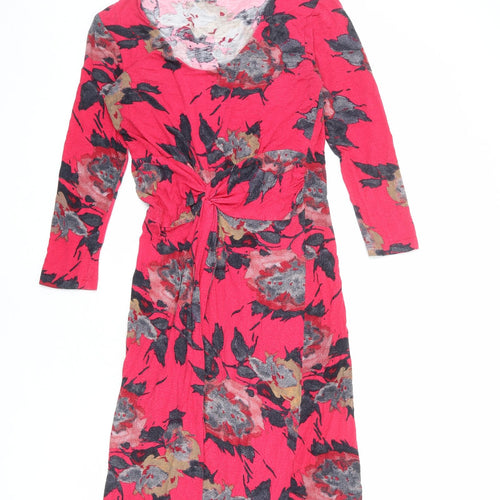 Adini Womens Pink Floral Viscose A-Line Size XS Round Neck Pullover