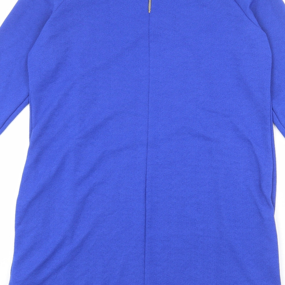 Marks and Spencer Womens Blue Polyester A-Line Size 12 Round Neck Zip