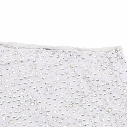 French Connection Womens Grey Viscose Mini Skirt Size 10 Zip - Embellished
