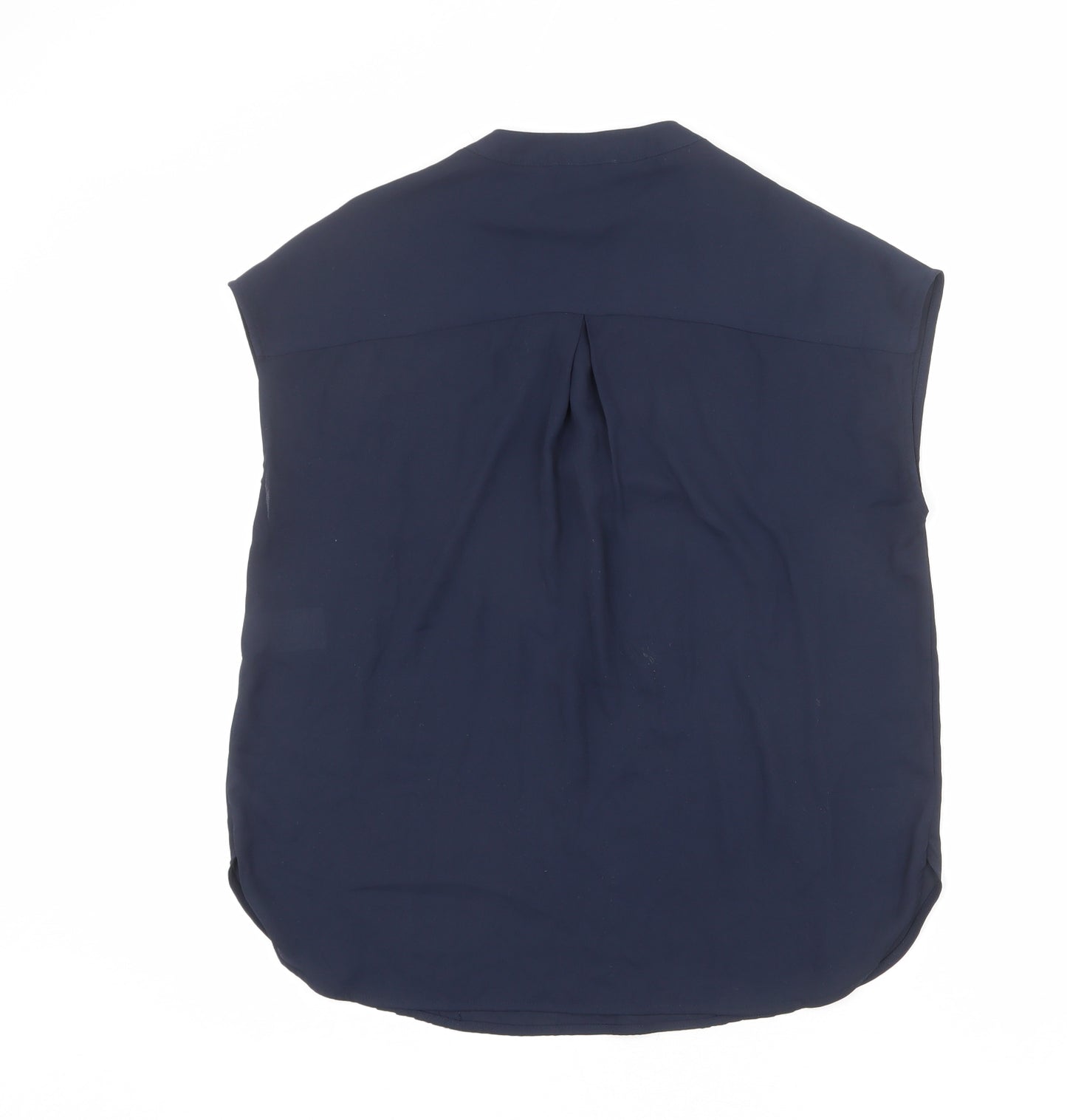 Warehouse Womens Blue Polyester Basic Blouse Size 8 V-Neck